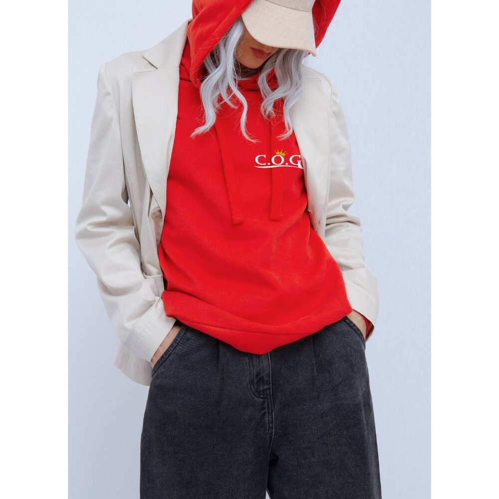 Unisex Org. Child of God (COG) LC Red Hoodie w/White Letters